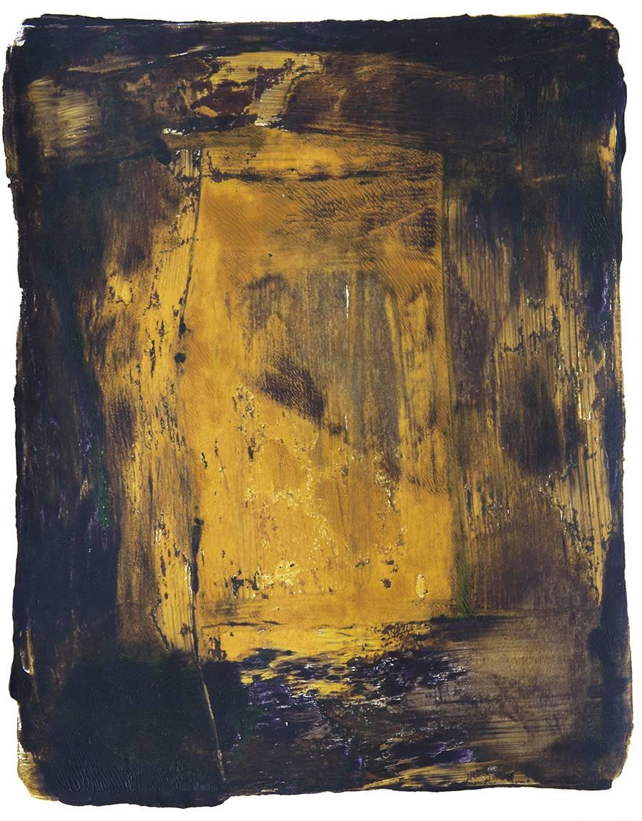 Anne Russinof, Dark Frame 4, 2016, Monotype, Acrylic, Archival Paper, Minimalist