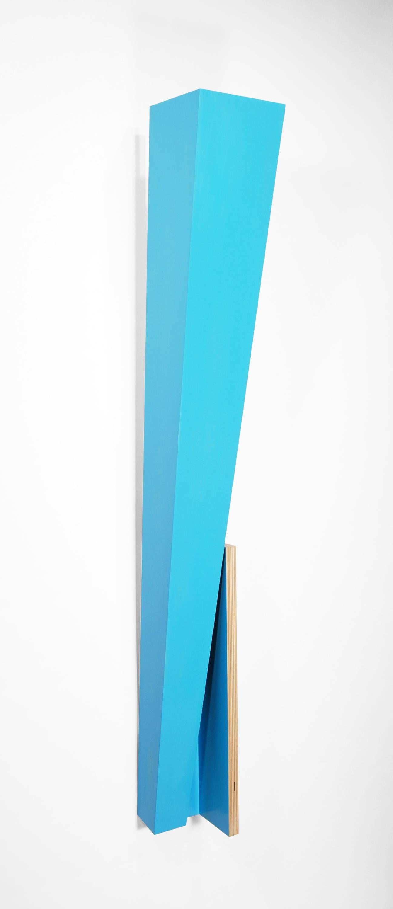 Richard Bottwin, „Blue Beam“, 2016, Holz, Acrylfarbe 