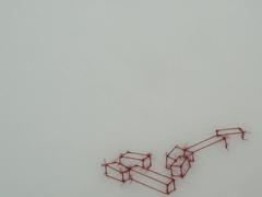 Liz Sweibel, Untitled (Aomori, 3/11), 2013, Thread, Vellum