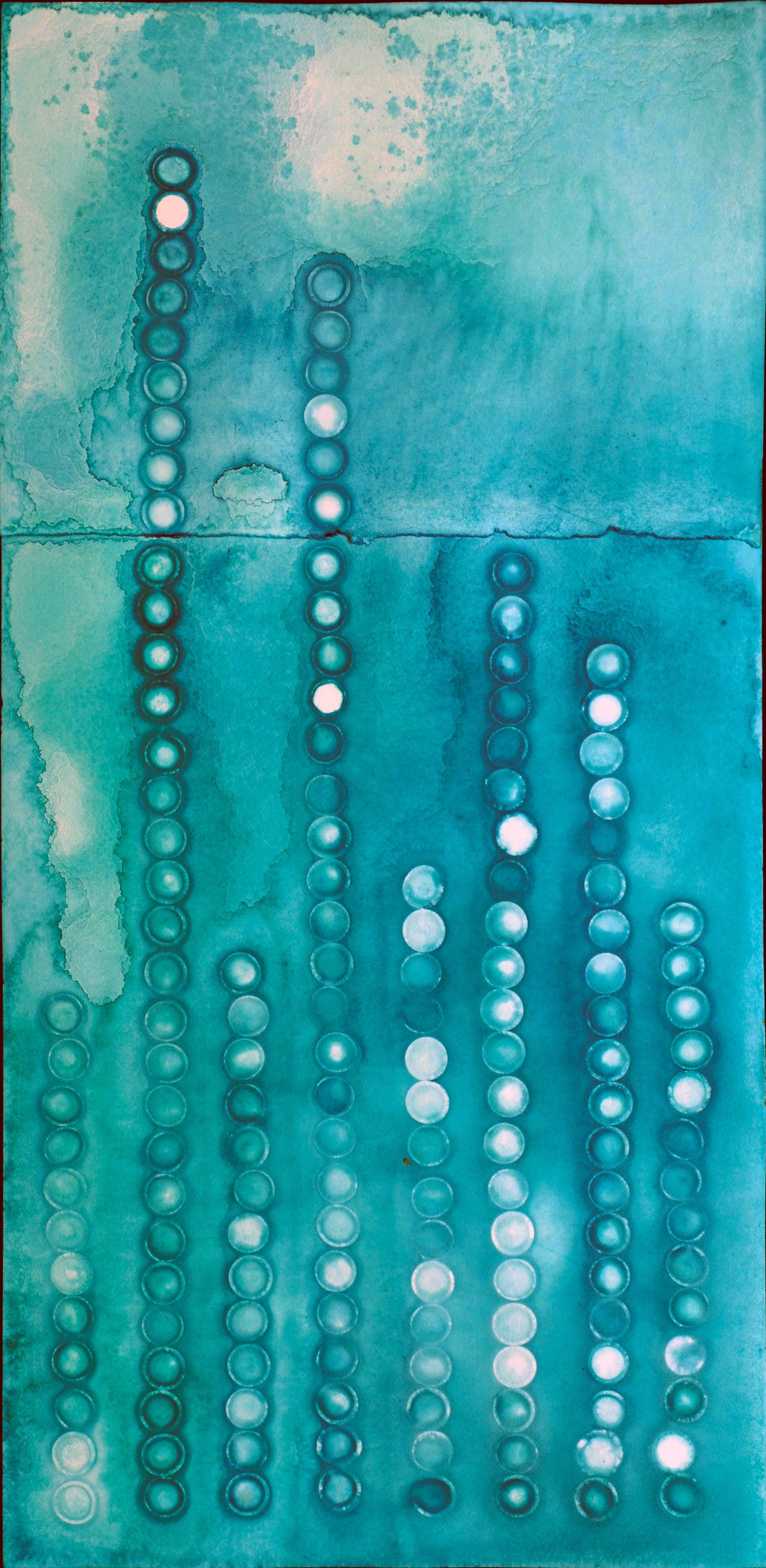 Ellen Hackl Fagan, Molecules of Music_Aqua, 2014, encre, papier chiffon 