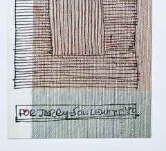 Sol Lewitt - original drawing - geometric abstraction (signed twice), Framed