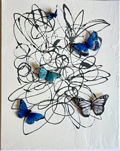 Serena Bocchino - Harmonie avec le bleu Peinture à l'émail signée sur toile tendue
