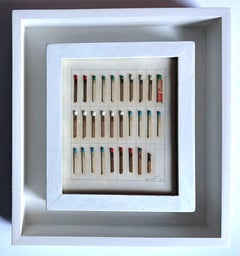 Dan Basen – Ohne Titel, Streichhölzer und Assemblage aus verschiedenen Materialien; signiert, doppelt gerahmt