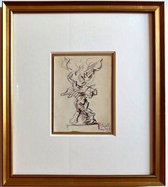Jacques Lipchitz - Sculptural Study for Ladislas Segy, charcoal drawing, Signed