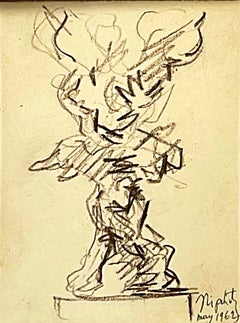 Jacques Lipchitz - Sculptural Study for Ladislas Segy, charcoal drawing, Signed