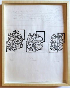 James Siena – 4.10.89 - Study for three paintings Signed ink & graphite drawing