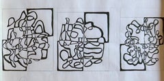 James Siena – 4.10.89 - Study for three paintings Signed ink & graphite drawing