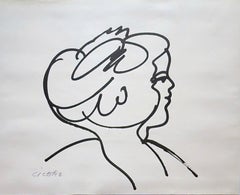 Carmen Cicero -- Untitled (Profile of a Woman) Lithograph on Rives paper Signed