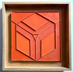 Peter Stroud - Orange Circumvert II, Emulsion on masonite, Signed twice, Framed