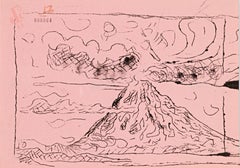 Billy Childish - Volcano, pour l'ICA de Londres, tirage sur duplicateur signé/N, encadré