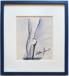 Allen Jones - Acquerello su scarpa senza titolo, firmato, proveniente dalla collezione dello storico dell'arte Ira Licht