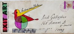 Anton Van Dalen - Disegno di uccello ad acquerello autografato con invito autografato, incorniciato