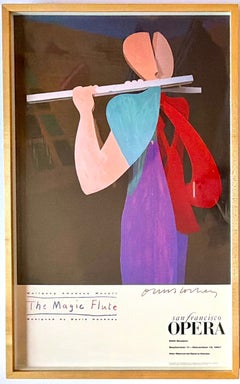 David Hockney - Poster de “Il flauto magico” (AUTOGRAFATO A MANO) Collezione di Don Cribb, incorniciato