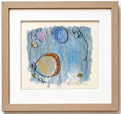 Serena Bocchino - Sans titre avec une lune orange, huile et graphite sur vélin, signée