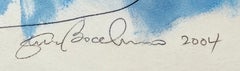 Serena Bocchino - Sans titre avec une lune orange, huile et graphite sur vélin, signée