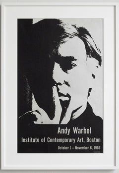 Andy Warhol – seltenes Selbstporträt, ICA-Poster, Siebdruck auf silberbeschichtetem Papier