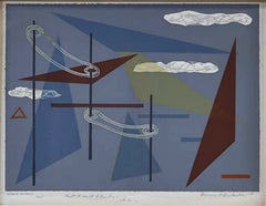 Morris A. Blackburn - Space Planes - Serigrafía poco común de mediados de siglo, firmada dos veces