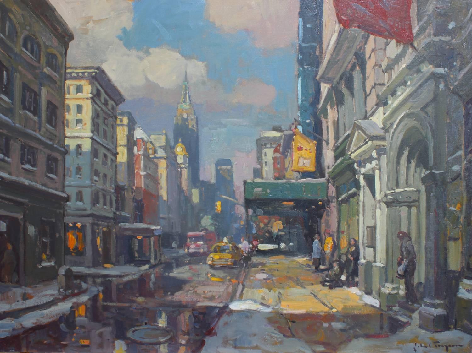 John C. Traynor Landscape Painting - Waiting Outside Anthropologie (West Broadway)