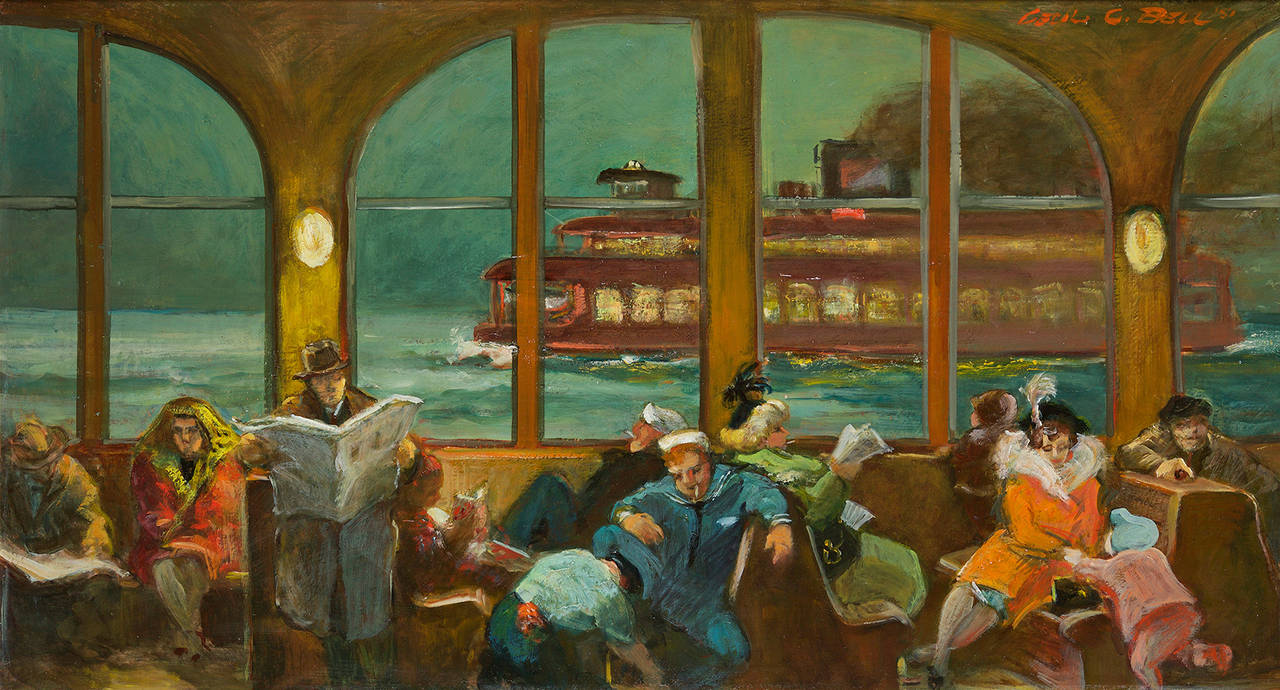 Cecil Crosley Bell Figurative Painting - Ferry Ride at Night