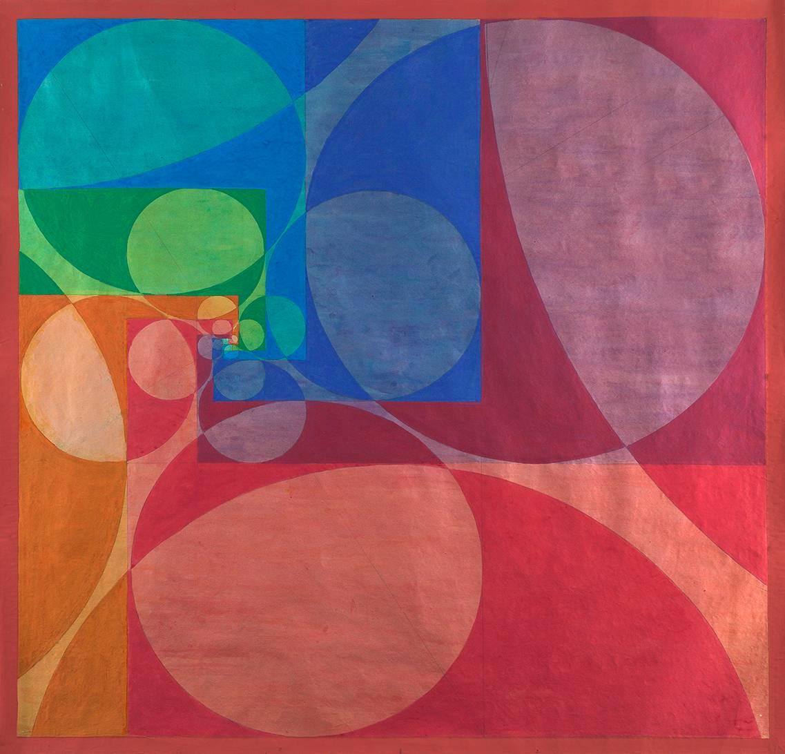Benny Collin Abstract Painting - Untitled (Abstraction in Red, Blue, Green, and Orange)