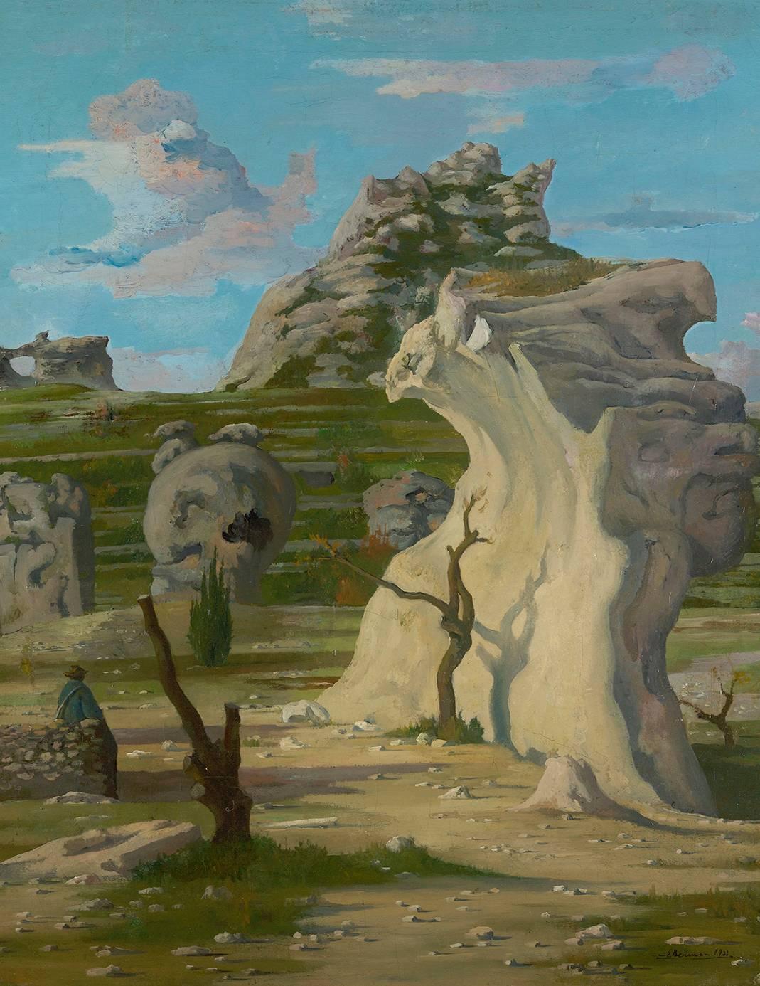 Eugene Berman Landscape Painting - Rochers Du Val d’Enfer