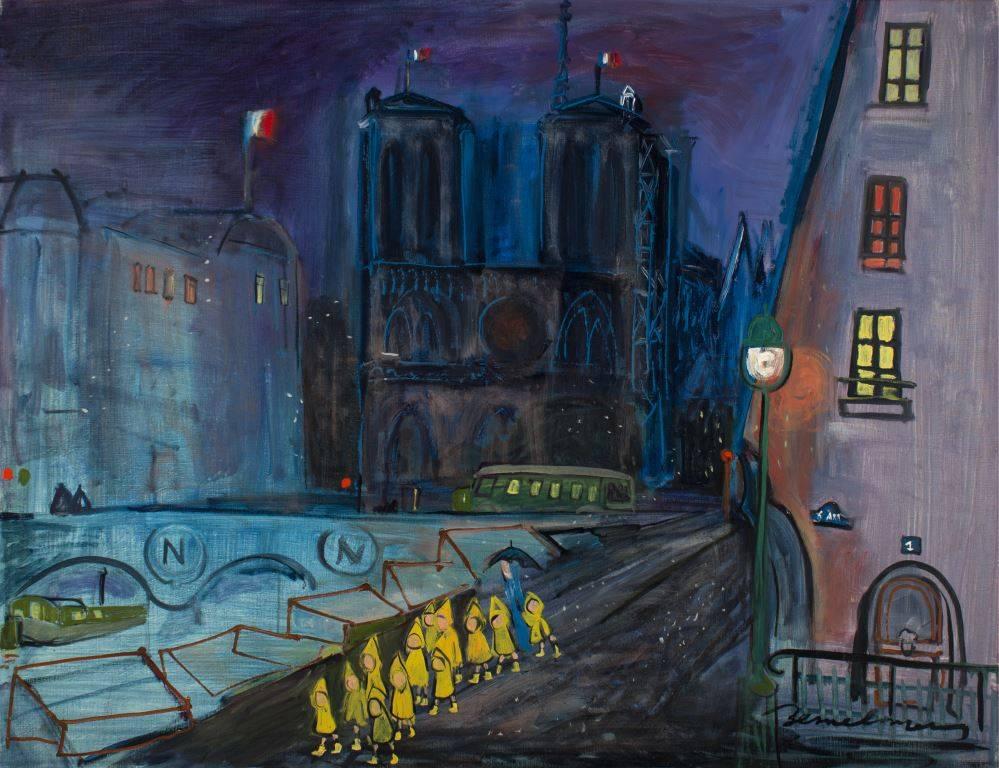 Notre Dame at Night - Painting by Ludwig Bemelmans