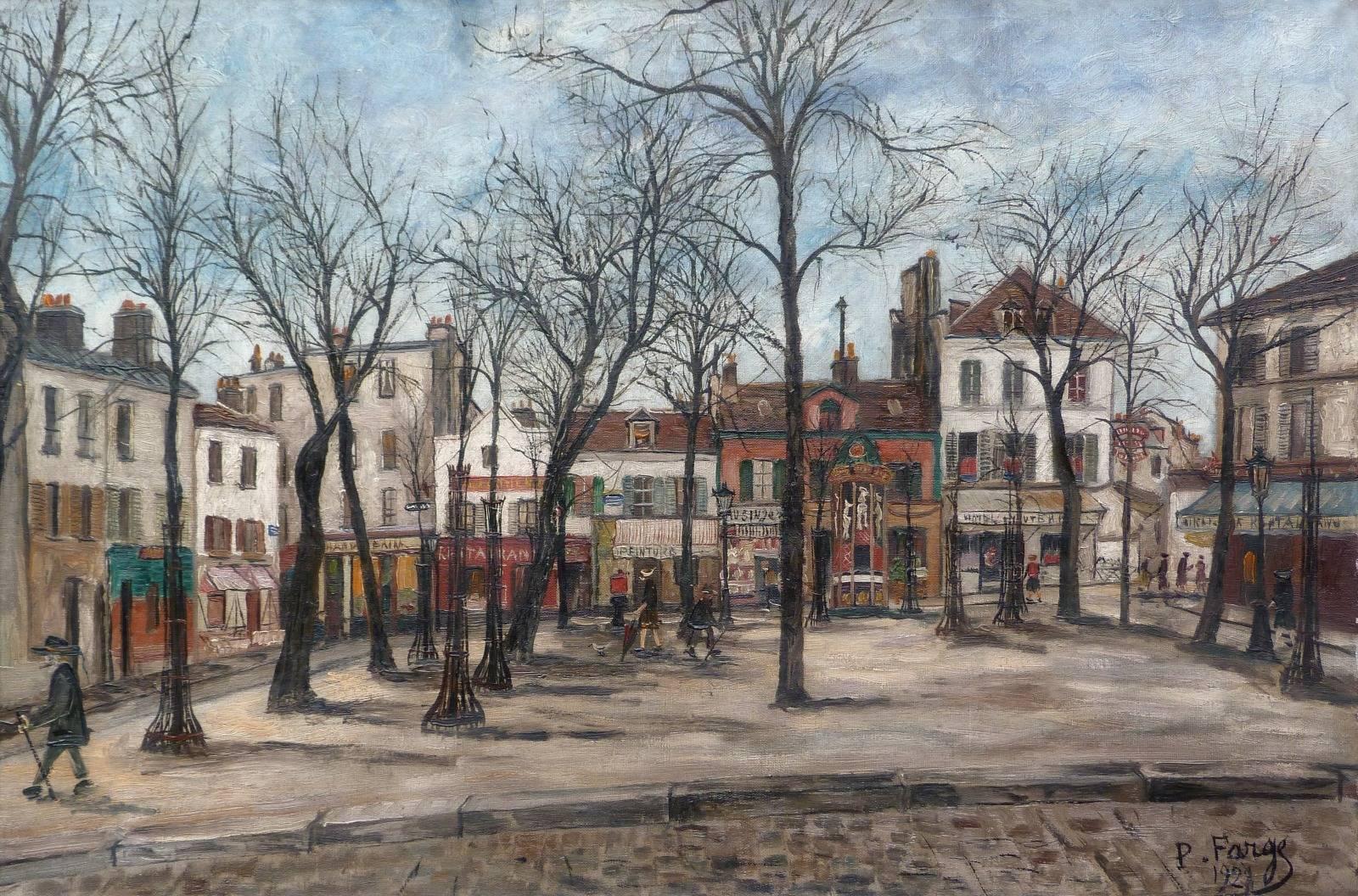Pierre FARGE Landscape Painting - La Place du Tertre in Montmartre Paris