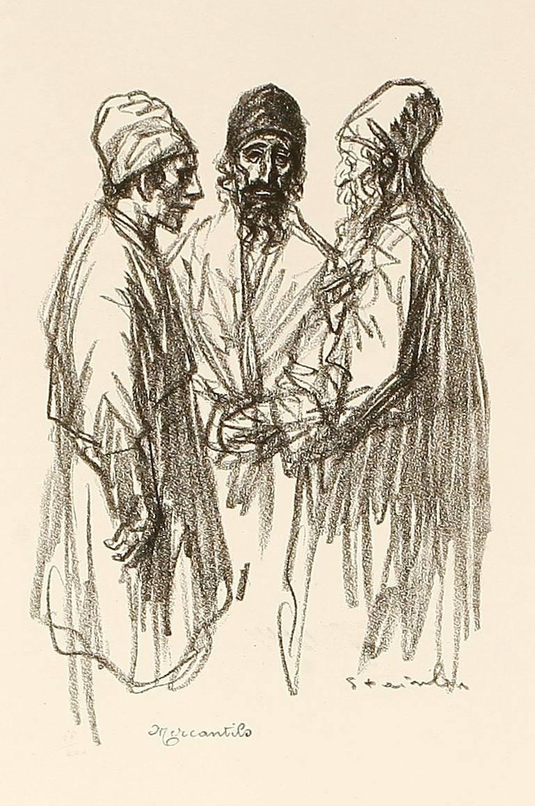 Théophile Alexandre Steinlen Portrait Print - Les Marchands - The Dealers - Mercantilo