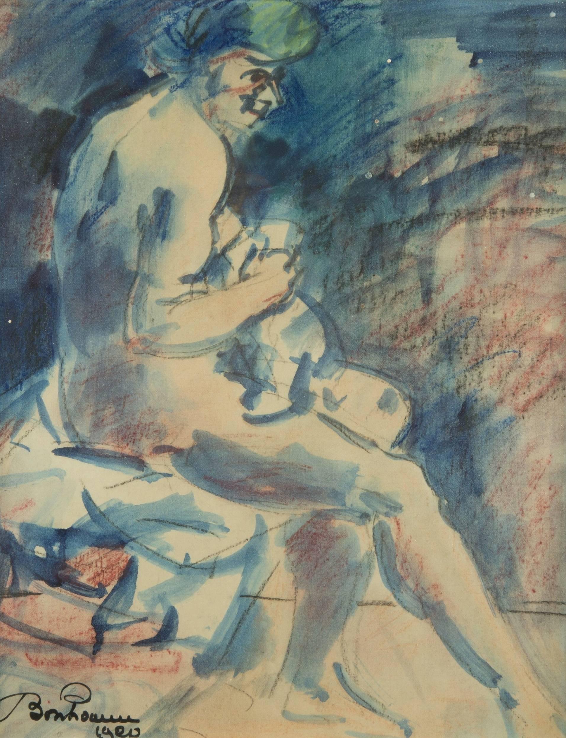 Léon BONHOMME Nude - The sitting nude woman