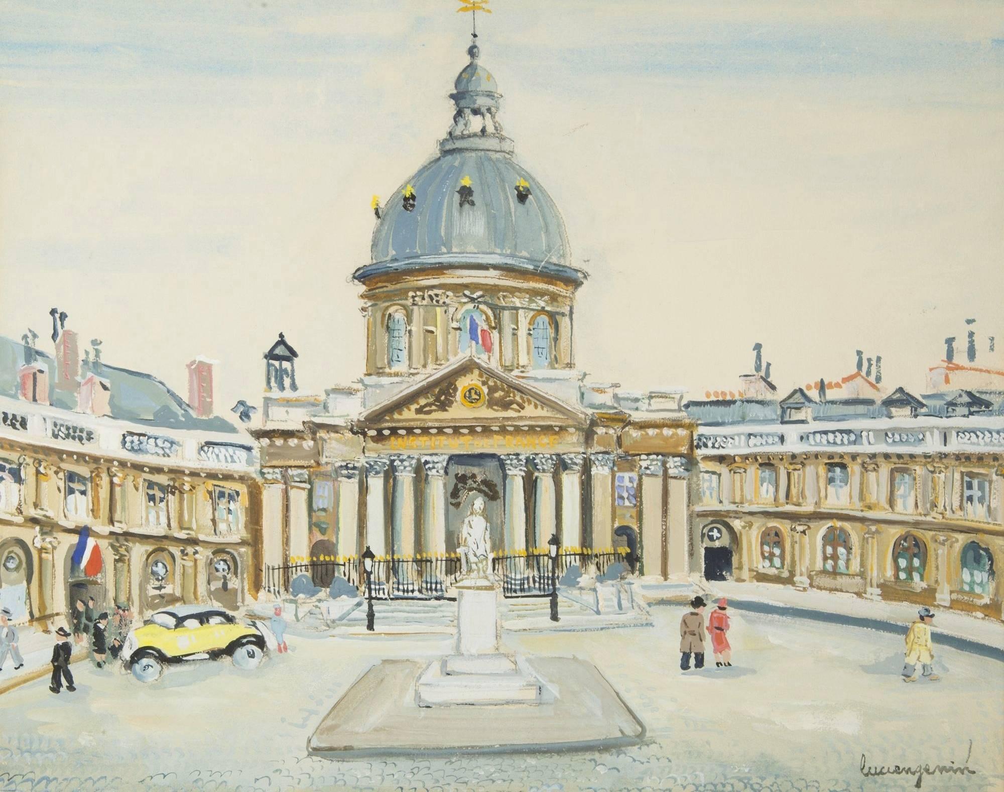 Institut de France in Paris - Expressionist Painting by Lucien Génin