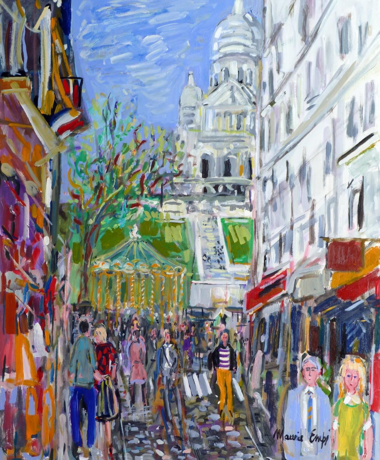 Maurice EMPI Landscape Painting - The street of Steinkerque in Montmartre 
