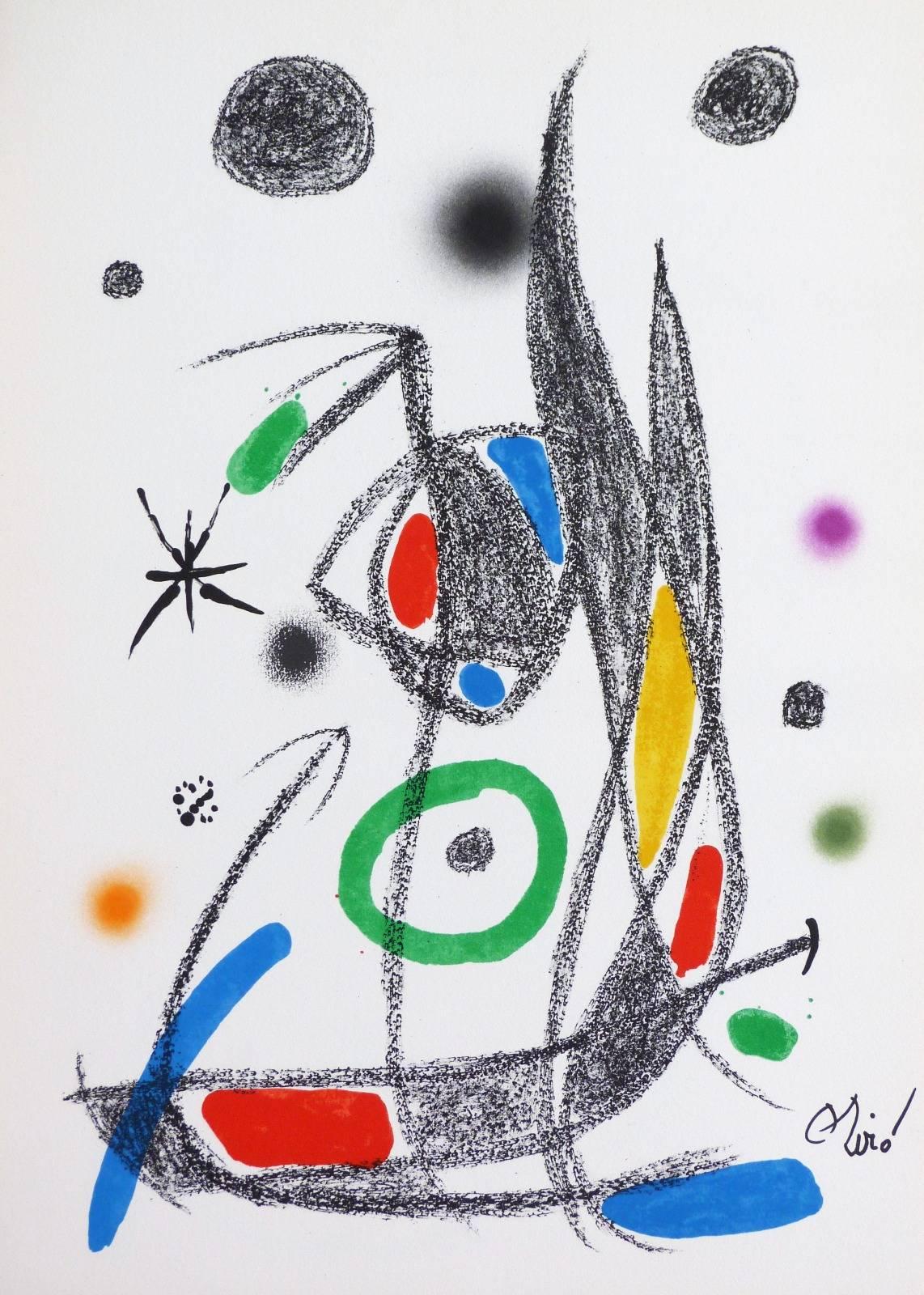 Joan Miró Abstract Print - Abstract Composition in black blue red yellow purple orange and green, 1975