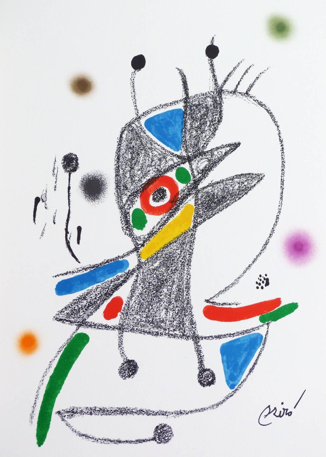 Joan Miró Abstract Print - Abstract Composition in black blue red yellow brown orange and green, 1975