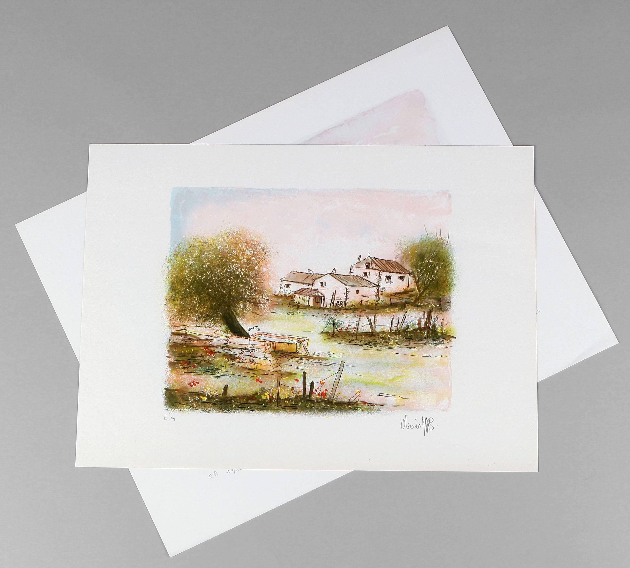2 original lithographs - Landscape - Print by Olivier Mas