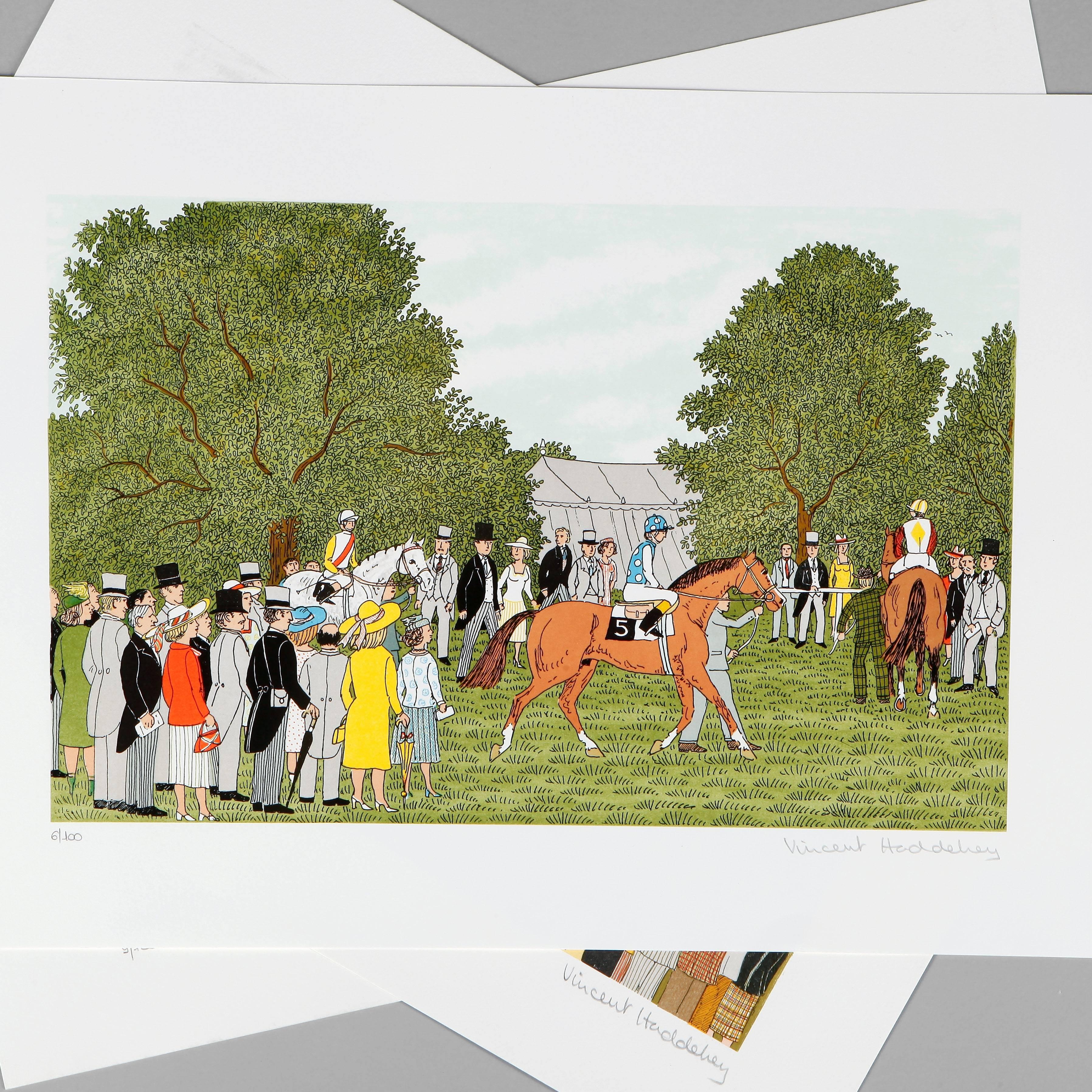Horses - 3 original lithographs - Impressionist Print by Vincent Haddelsey