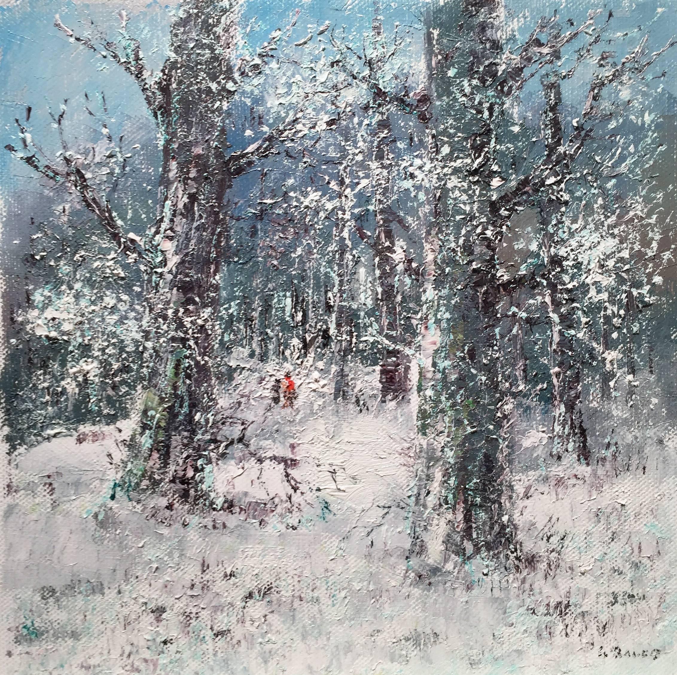 Willi BAUER Landscape Painting - a winter scene in the forest