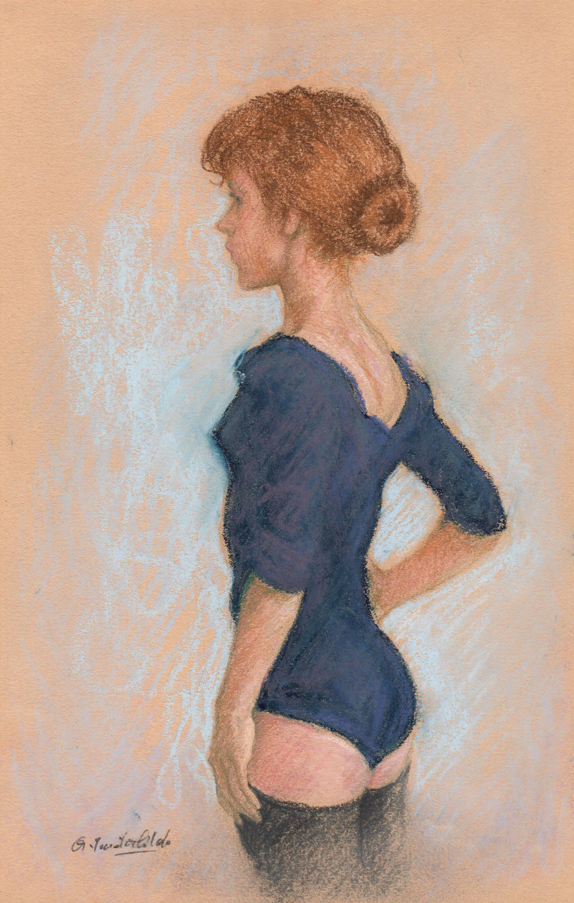 Antonio Gonzalez Collado Figurative Art - The little ballerina in blue
