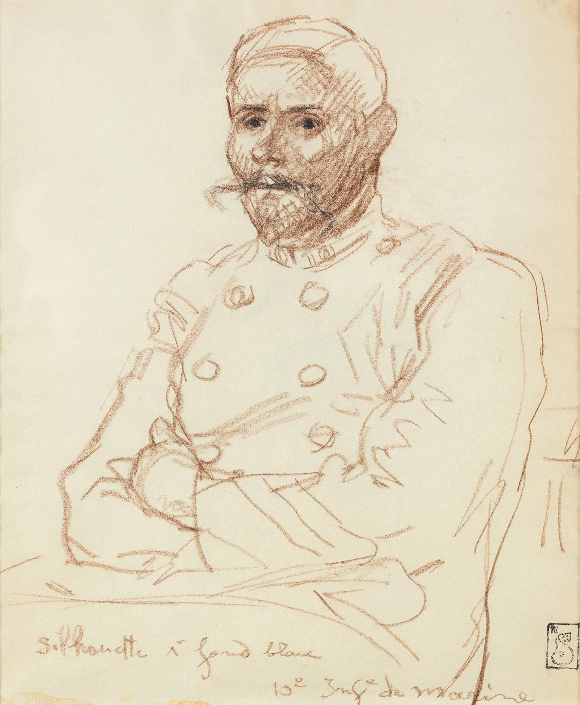 Théophile Alexandre Steinlen Portrait - Original drawing of of Soldier