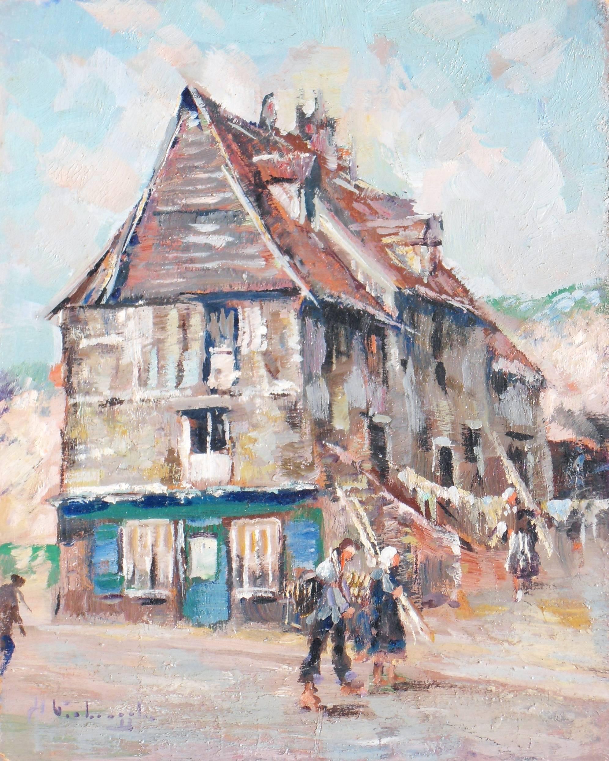 Charles Verbrugghe Landscape Painting - Houses in Dieppe in France