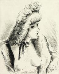 The young woman with denuded breasts