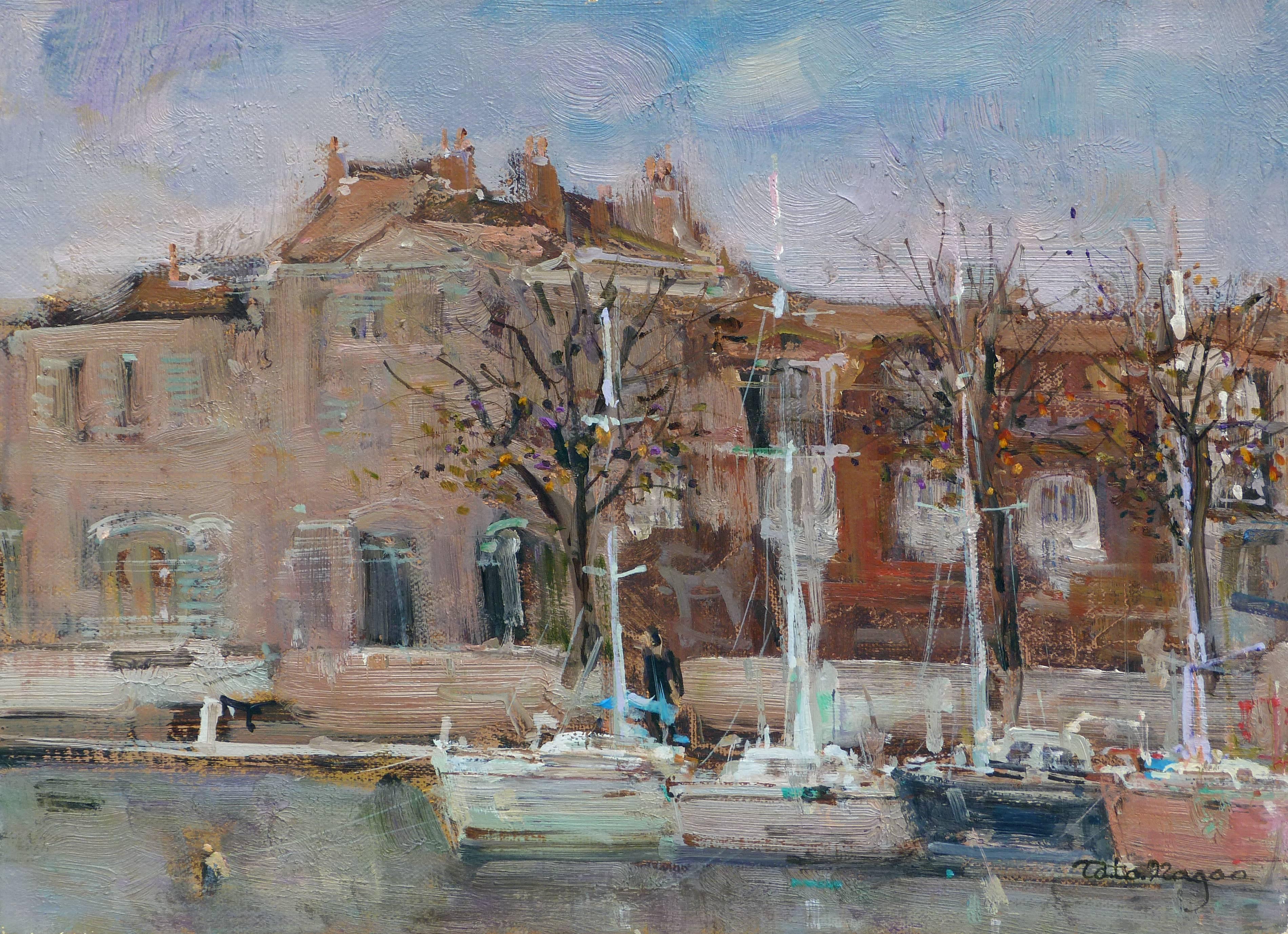 Tota NAGAO Landscape Painting - The french seaport of La Rochelle in France