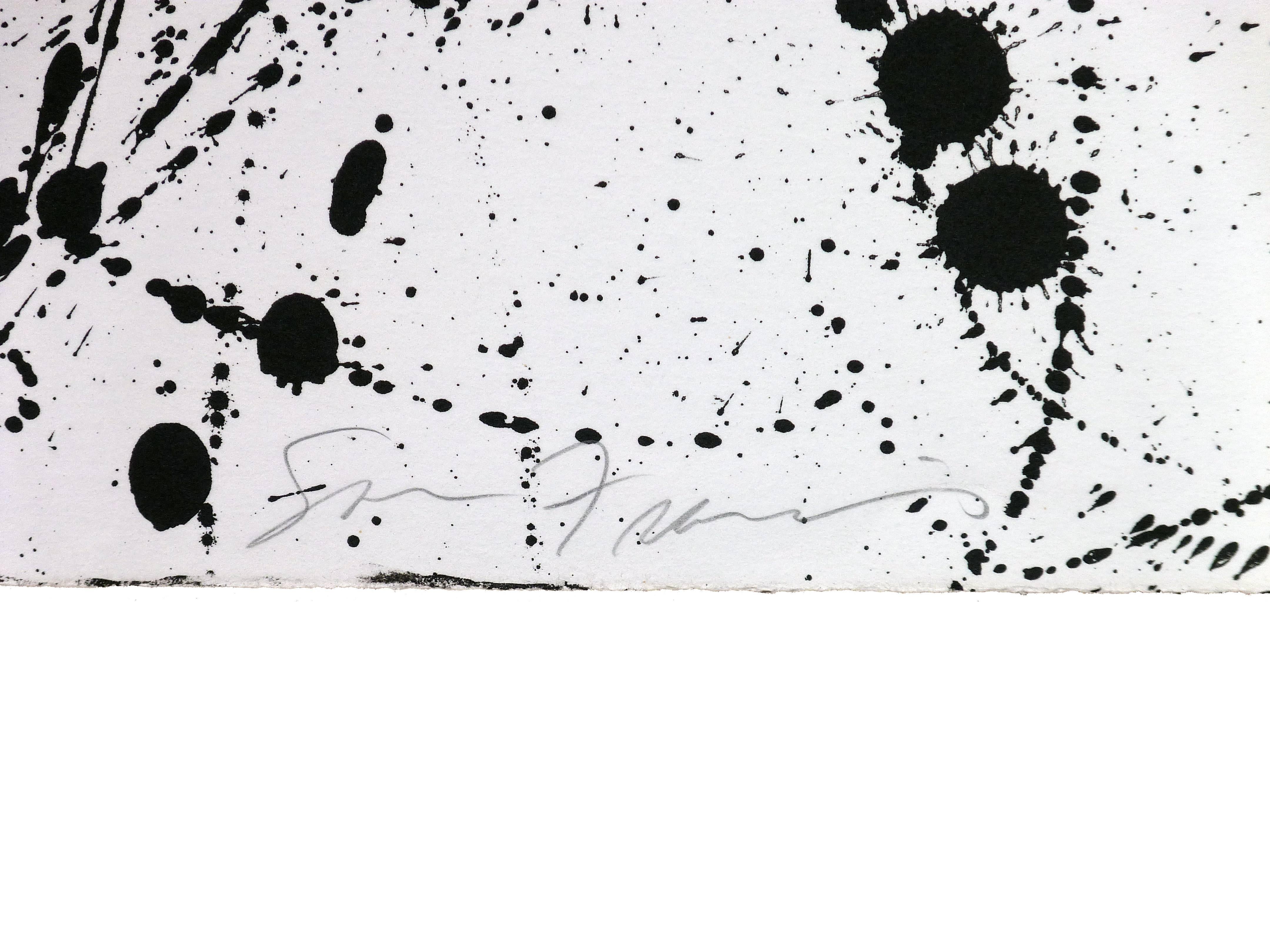 very large original black and white abstract lithograph - Print by Sam Francis