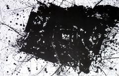 very large original black and white abstract lithograph