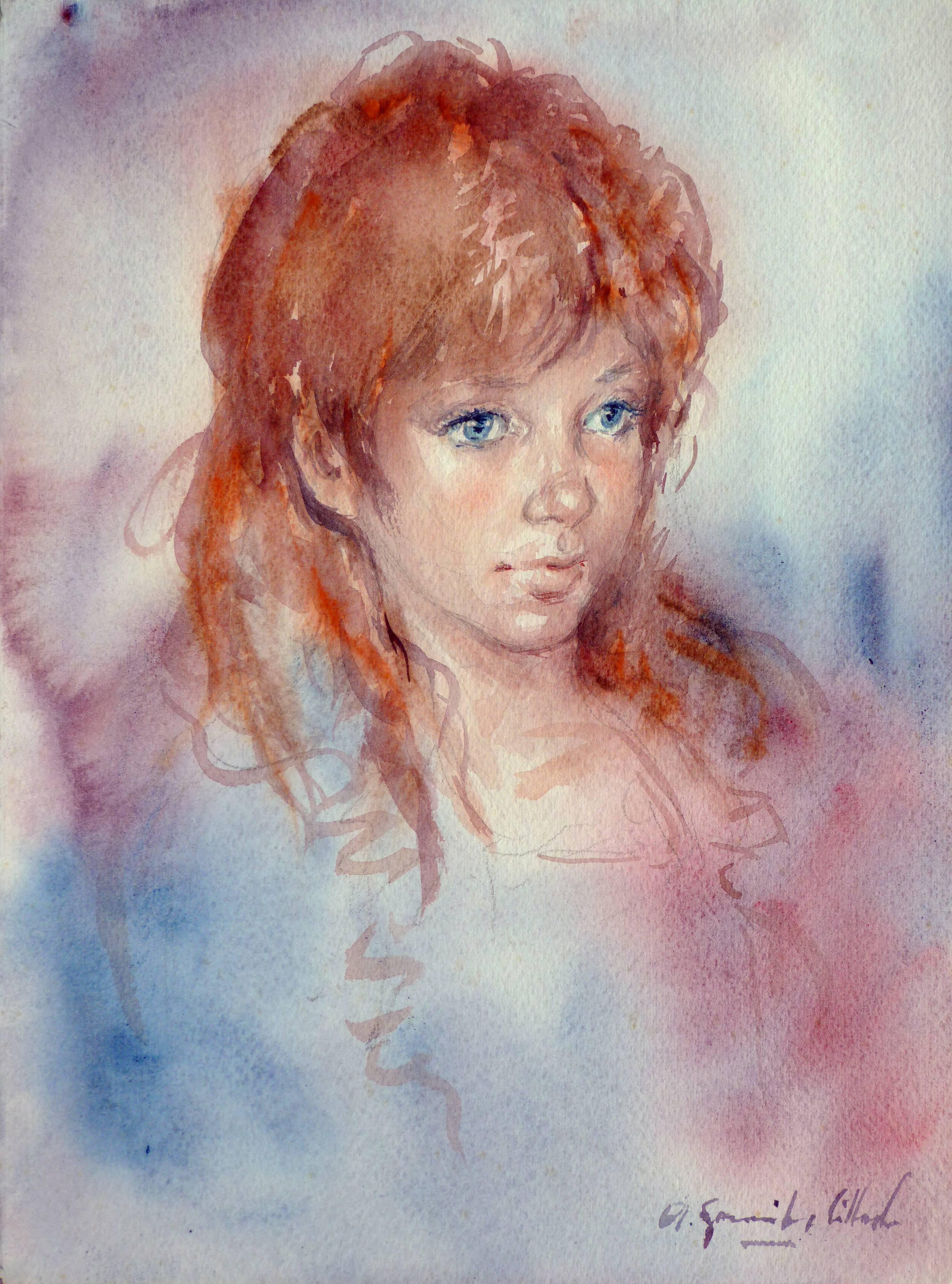 Antonio Gonzalez Collado Portrait - The red hair young lady