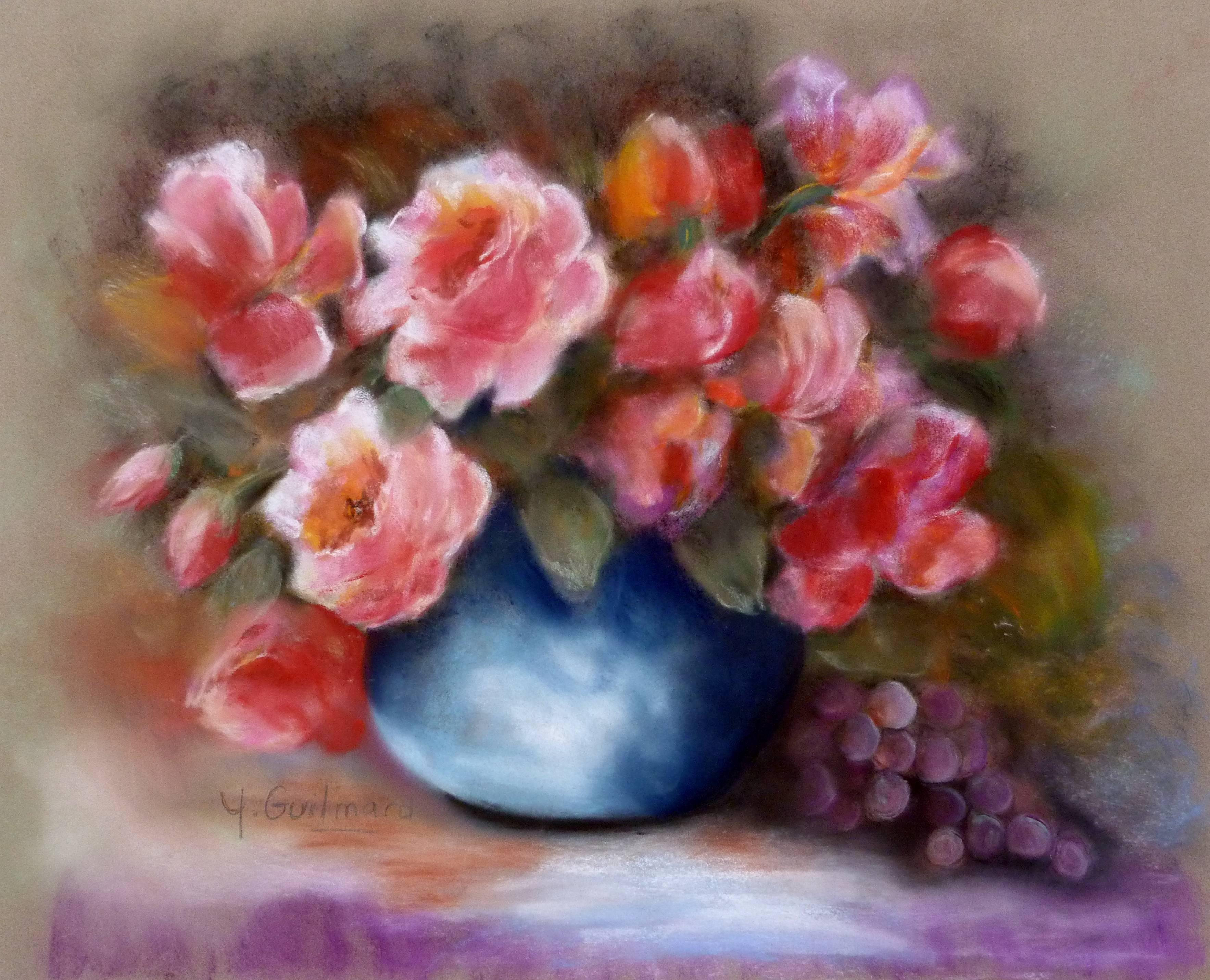 Unknown Still-Life - Still Life Flowers in a blue vase