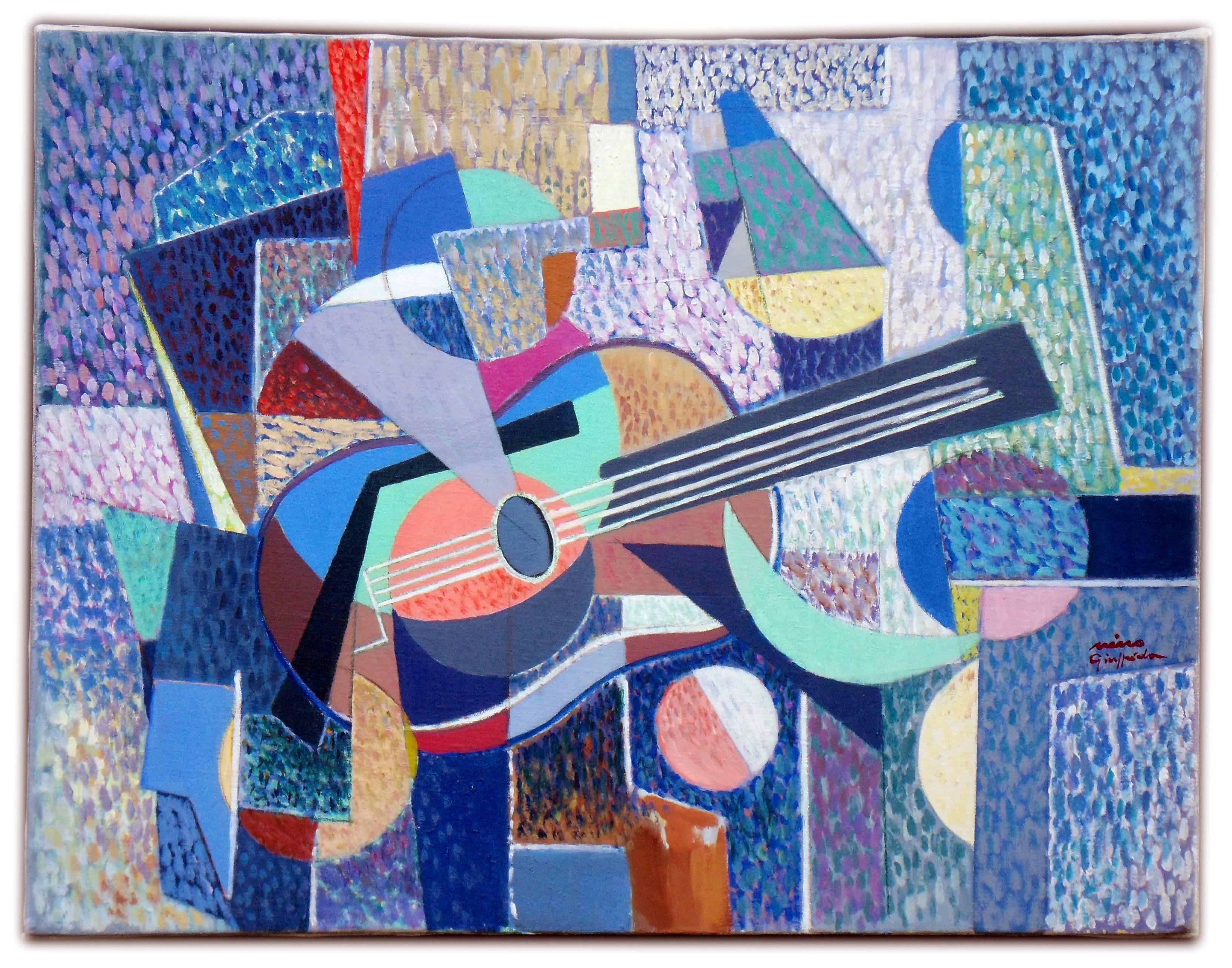 Nino Giuffrida Abstract Painting - Vibration's Guitare