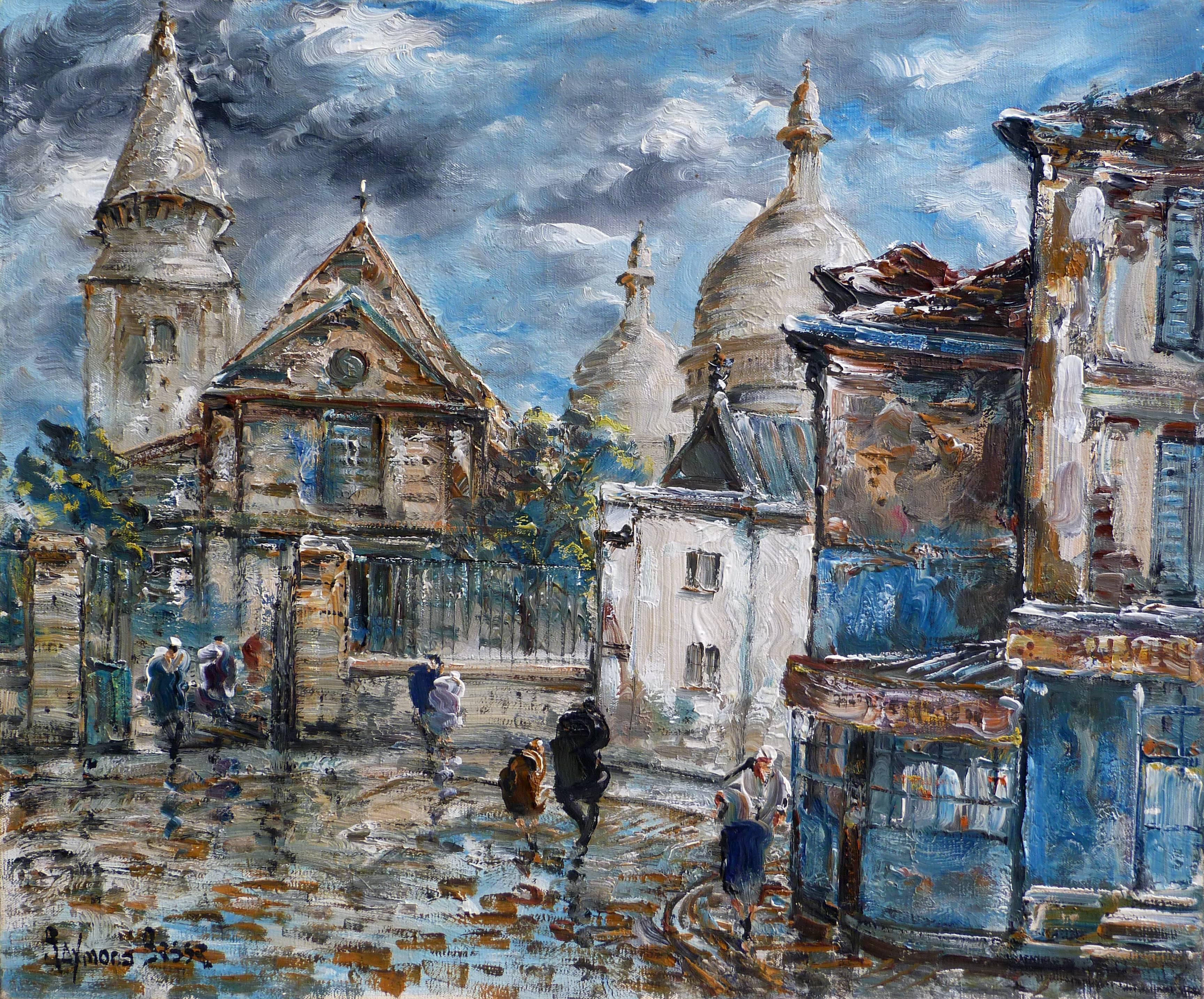 Landscape Painting Raymond Besse - Montmartre, Le Sacré-Coeur et l'Église Saint-Pierre à Paris