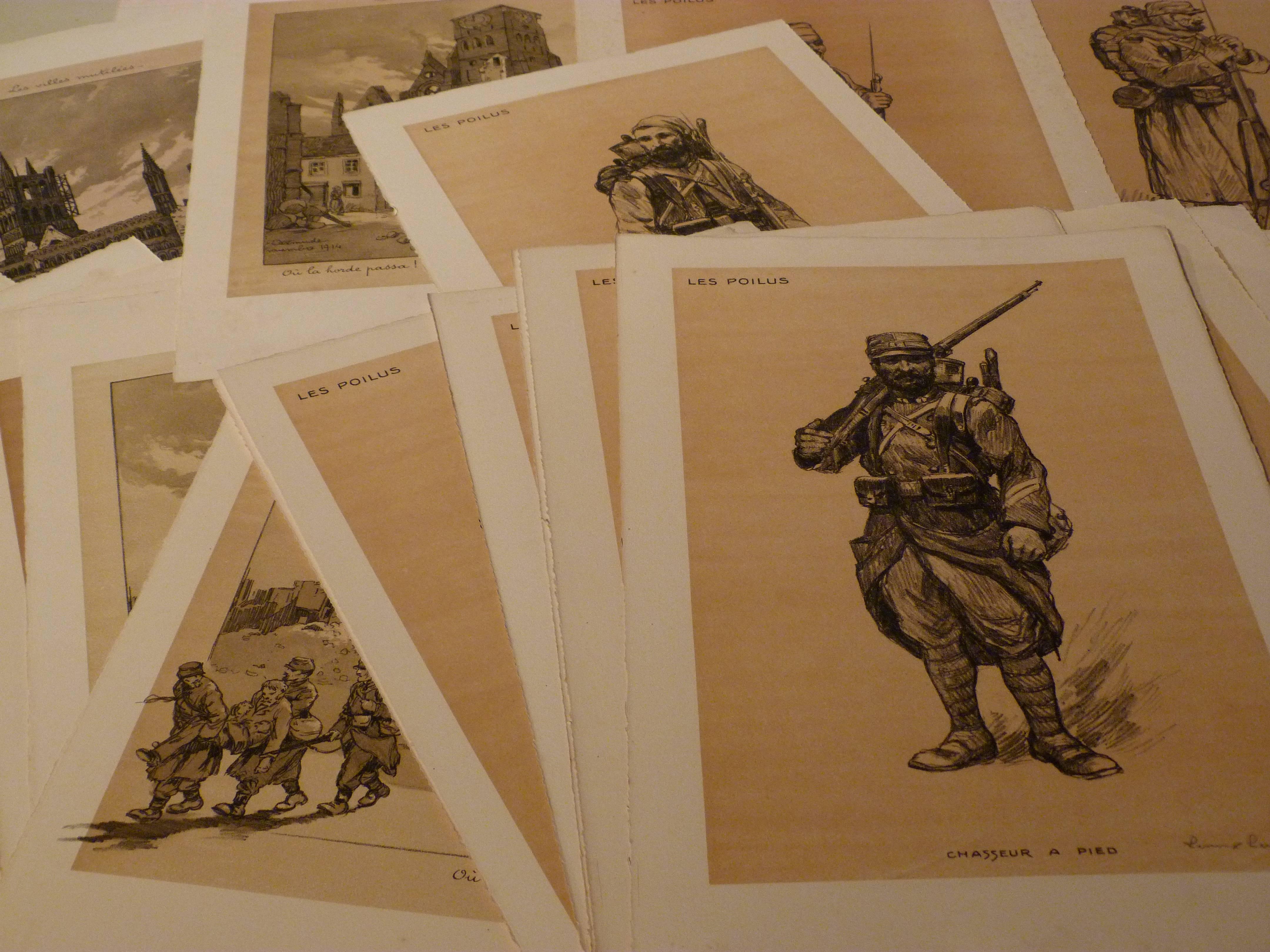 A collection of 500 originals WW1 artworks by various artists - Brown Figurative Print by Théophile Alexandre Steinlen