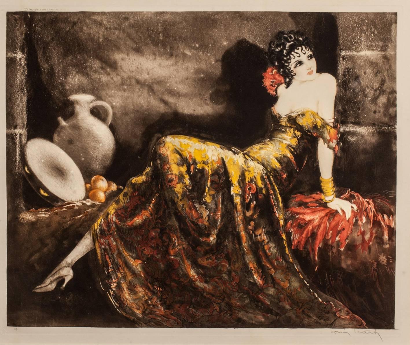 « Gypsy Woman » or « Gay Senorita » - Print by Louis Icart