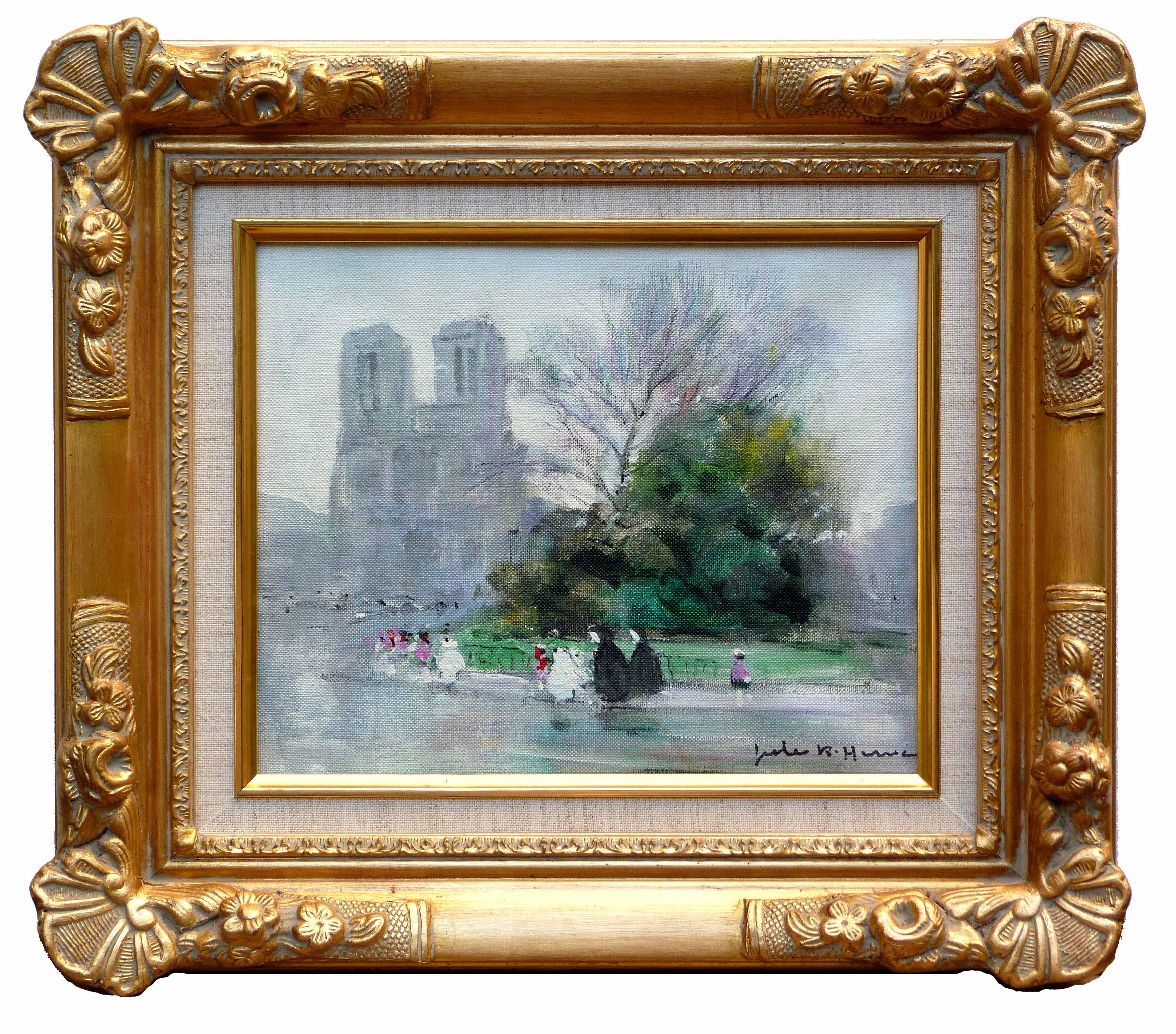 Jules René Hervé Landscape Painting - The Cathedrale Notre-Dame de Paris